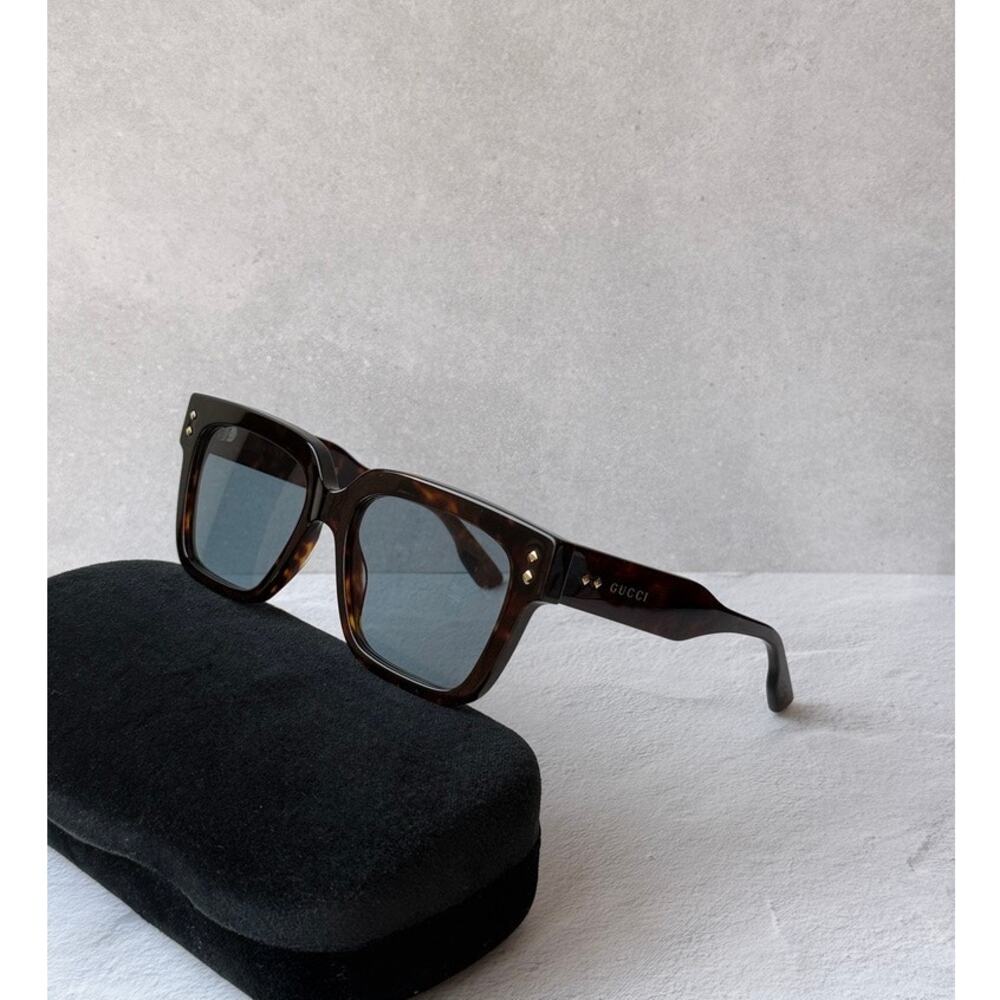 NEW Gucci GG1084S Havana Brown Blue Unisex Square Sunglasses